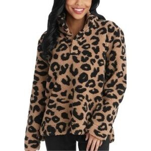 Mud Pie Brady Leopard Sherpa Fleece Pullover